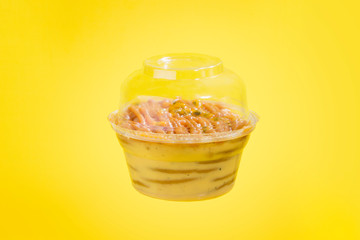 cold biscuit cake with passion fruit flavor in packaging