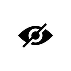 Hidden vector icon on white background, hidden icon symbol sign in black flat shape design isolated on white background