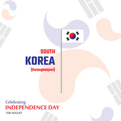 Celebrating South Korea independence day. August 15th. Graphic illustration and background.