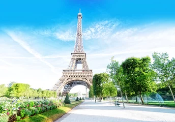 Zelfklevend Fotobehang eiffel tour and Paris cityscape © neirfy