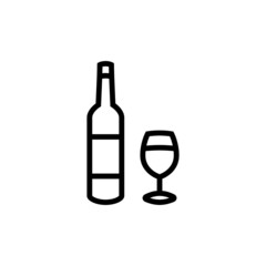 Wine icon in outline, lineart style on white background