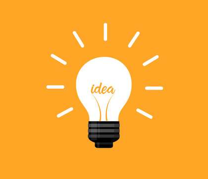 Creative idea and light bulb icon in flat design.