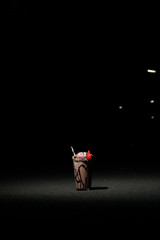 Fototapeta na wymiar Isolated chocolate milkshake in dark background