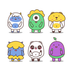 Set of cute monsters character illustration