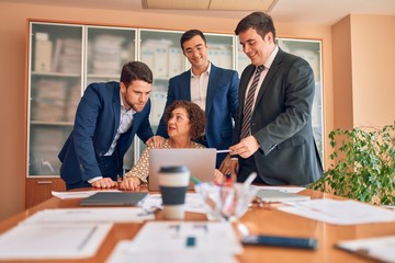 Business lawyers workers meeting at law firm office. Professional executive partners working on finance strategry at the workplace