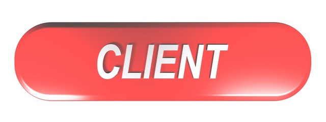 CLIENT red rounded rectangle pushbutton - 3D rendering illustration