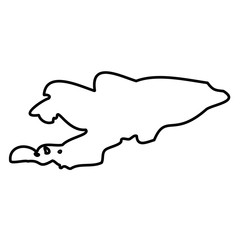 Kyrgyzstan - solid black outline border map of country area. Simple flat vector illustration