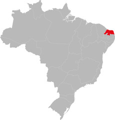 Rio Grande do Norte state highlighted on Brazil map. Business concepts and backgrounds.