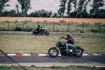 Fototapeta na wymiar ROSTOV-ON-DON, RUSSIA - JULY 2015: Harley-Davidson Truck Tour '15