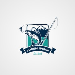 fishing esports template logo vector