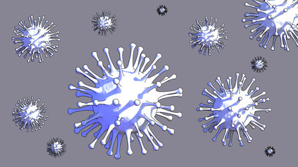 3d model coronaviruses on gray background
