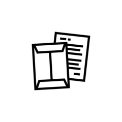 Business envelope finance icon vector in outline, lineart style on white background