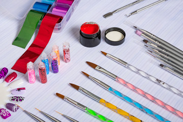 
elements, supplies and tools for manicure