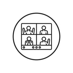 group video calling line icon, vector illustration