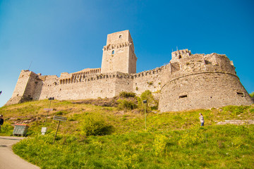Rocca Maggiore Castle in Assisi, Italy - obrazy, fototapety, plakaty