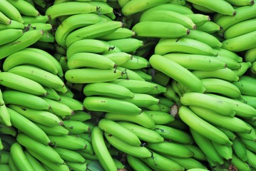 Green row banana in Thai market