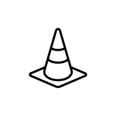 Warning cone icon symbol in linear, outline style isolated on white background