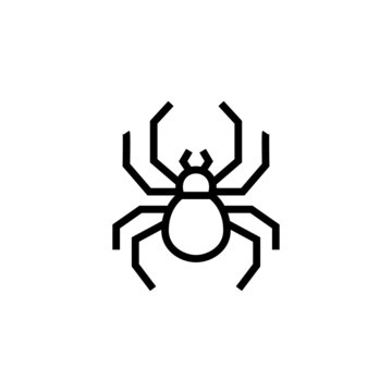 Spider icon symbol in linear, outline style isolated on white background