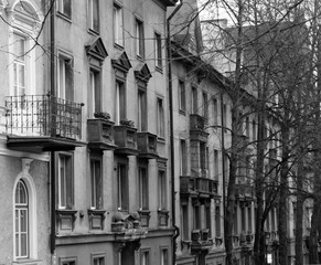 Facade of an old building in the center of Tallinn.