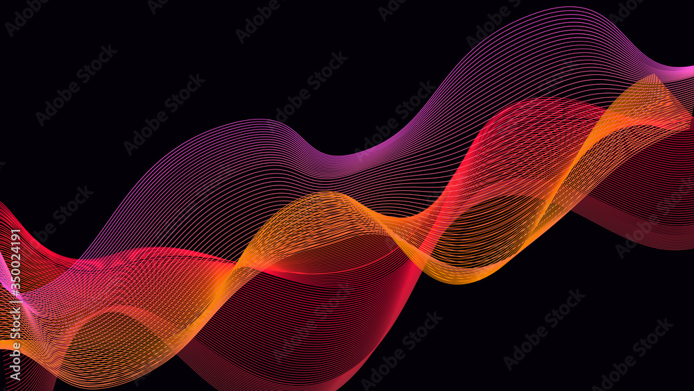 Poster Abstract background with wave. Flowing colorful dynamic lines. Vector illustration.