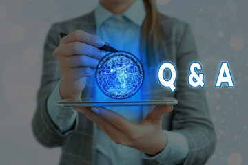Writing note showing Q And A. Business concept for defined as questions being asked and answers...