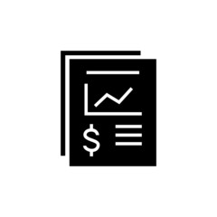 Business data icon in black flat shape icon style design isolated on white background