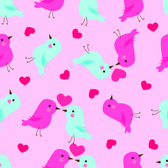 Illustration Vector Graphic of Animal Bird Love Seamless Pattern