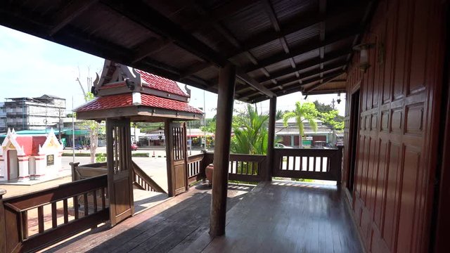 Vintage old Wood house of thailand style Surrounded in blue sky