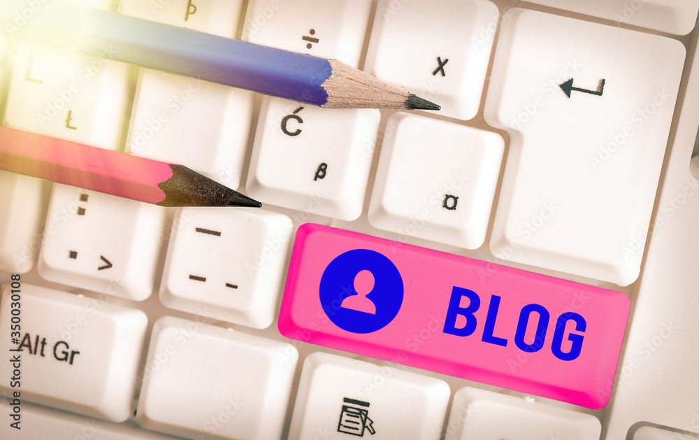 Poster Writing note showing Blog. Business concept for regularly updated website web page run by individual