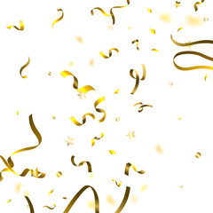 Holiday Serpentine. Gold Foil Streamers Ribbons.