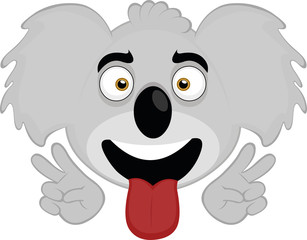 Vector illustration of the face of a funny koala cartoon