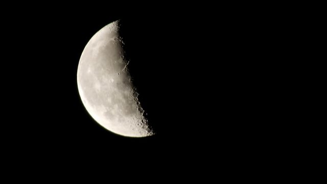 phases of the moon, the last four, the moon in the last four in the sky, close-up the last four months 4k video,