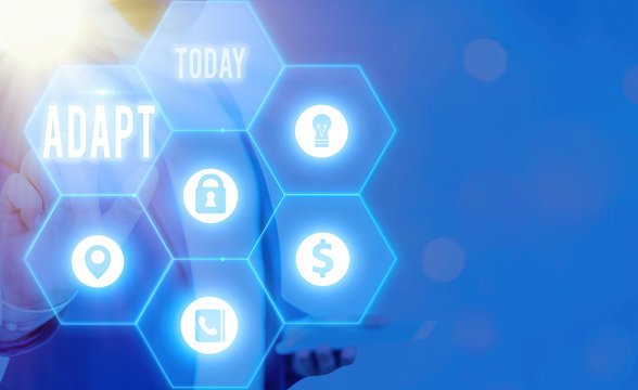 Handwriting text writing Adapt. Conceptual photo Make suitable for a new use or purpose Adjusted to this condition