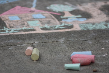 Chalk drawing of a house