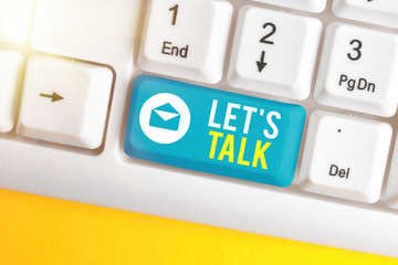 Word writing text Let S Talk. Business photo showcasing they are suggesting beginning conversation...