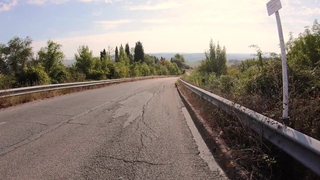 Via Elsa paved road next to San Miniato, province of Pisa, Tuscany, Italy