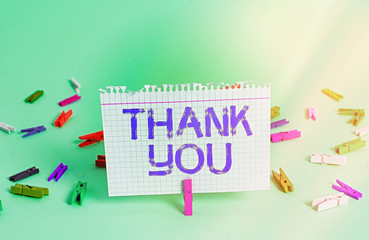 Word writing text Thank You. Business photo showcasing polite expression used when acknowledging...