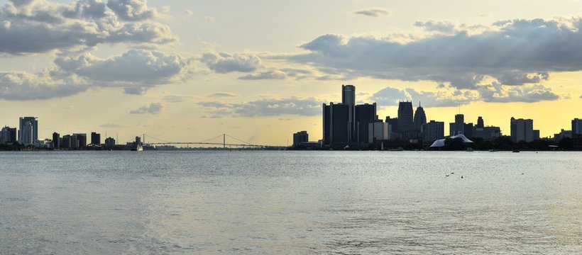 Cityscape of Detroit and Ontario