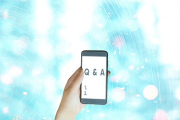 Conceptual hand writing showing Q And A. Concept meaning defined as questions being asked and...