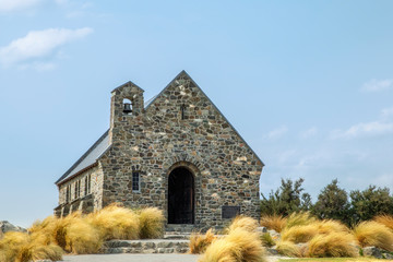 Church of the good shepherd Tekapo New Zealand. Travel destination Lake Tekapo South Island New Zealand. Historic building monument.