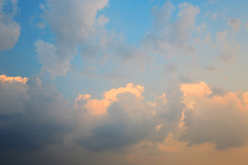 Fototapeta premium Abstract fluffy clouds on the blue sky background.
