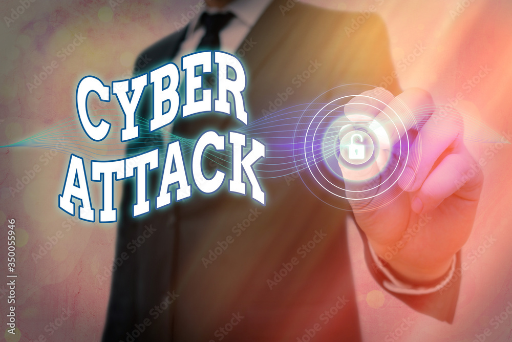Poster handwriting text cyber attack. conceptual photo an attempt by hackers to damage destroy a computer s