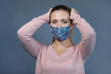 Woman in medical mask. Coronavirus. Covid-19. 2019-ncov.