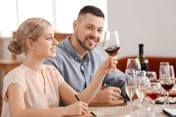 People tasting wine at the restaurant