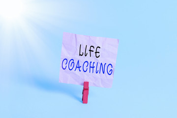 Writing note showing Life Coaching. Business concept for an individual employed to help showing...