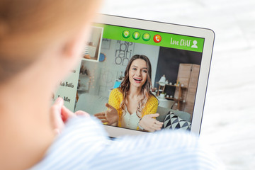 Woman video chatting at home