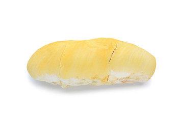 Peeled durian fruit isolated on white background. King of fruits in south east asia, thailand