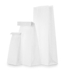 Paper bags on white background