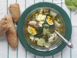 Sorrel soup.Healthy food. The view from the top.