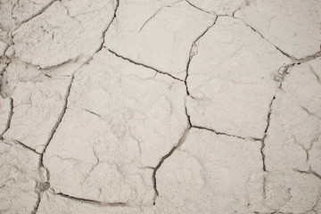 Cracked earth soil ground texture background. Mosaic pattern of dried mud clay earth and sand, top view. The concept of soil erosion climate change and sudden changes in air temperature.